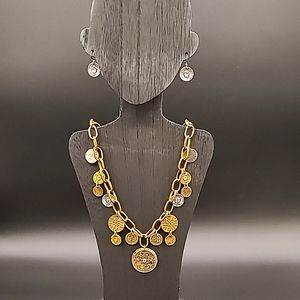 Charming Charlie - Mixed metal medallion necklace and earring set